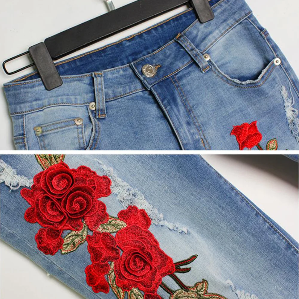 Женские джинсы с цветочным принтом уличная одежда винтажные длинные джинсовые
