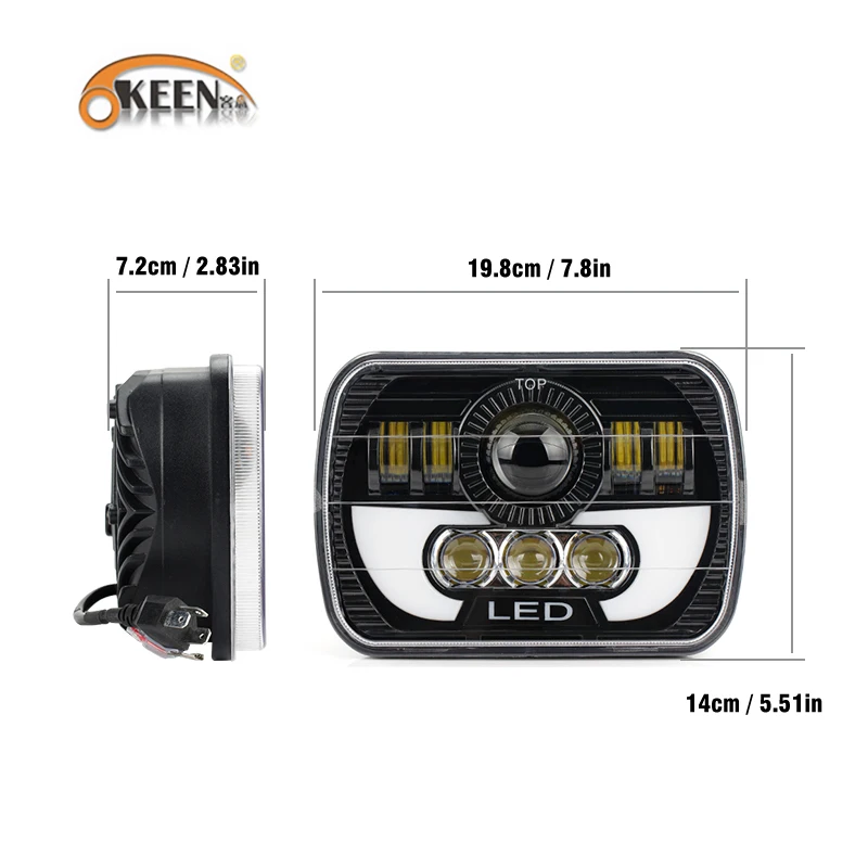 OKEEN 60 Вт прямоугольные 7 ''светодиодные фары 6052 6054 H5054 H6054 светодиодные DRL