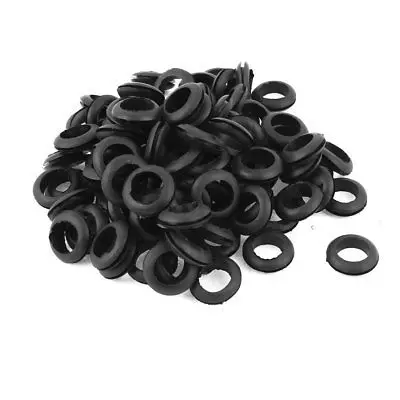 

100pcs 16mm Inner Dia Black Rubber Electrical Round Wire Grommets Gasket