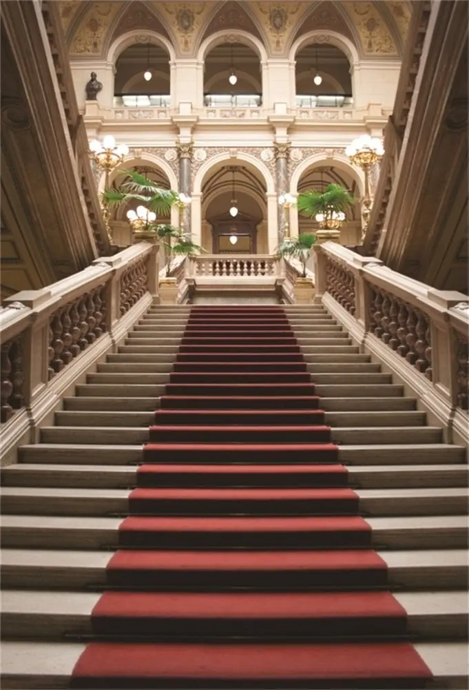 Photography Backdrop Church Luxury Palace Elegant Stair Droplight Red Carpet European Archiculture Interior Photo Background | Электроника