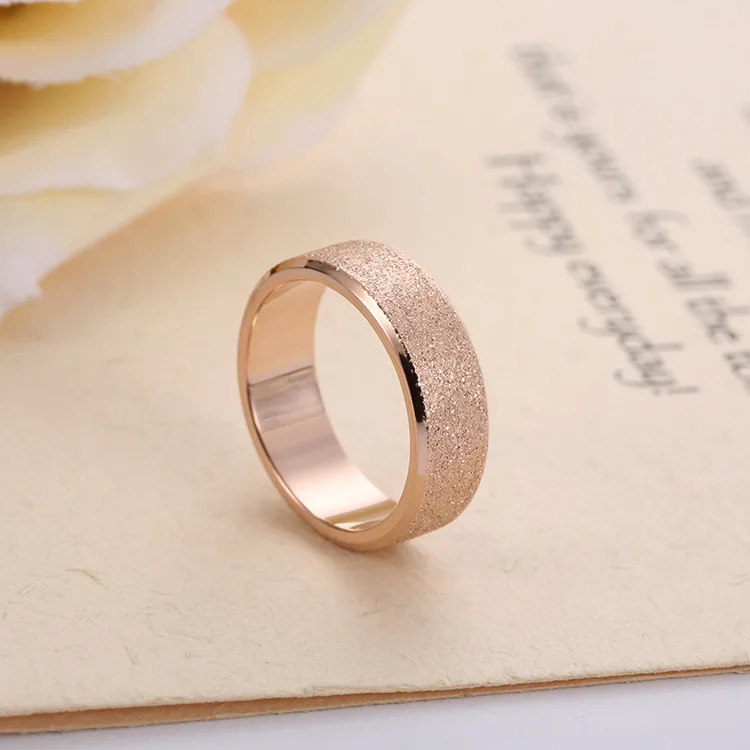 YiKLN Новое дизайнерское винтажное матовое кольцо из титановой стали 6 мм розовое