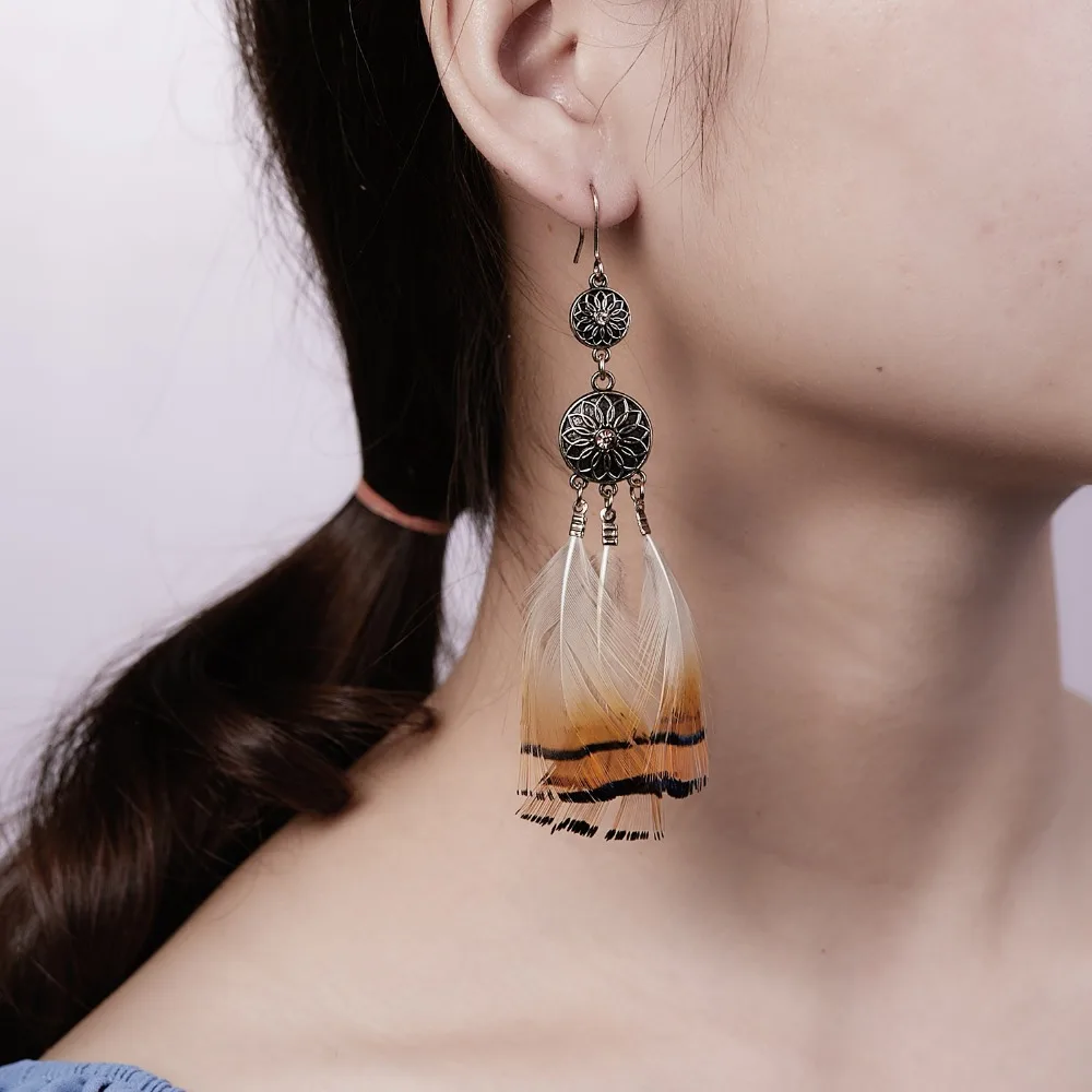 Rinhoo Bohemian Ethnic Long Statement Colorful Tassel Drop Earrings Boho Beads Fringe Earrings Women Fashion Dangle Earring
