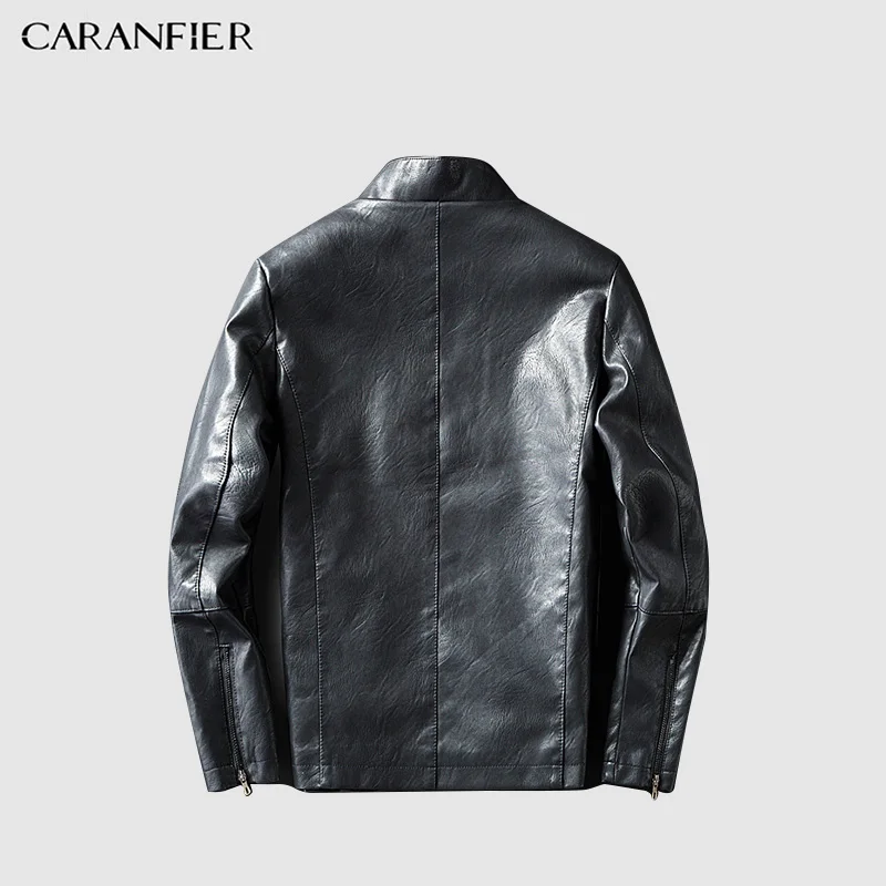 CARANFIER/2018 мужская кожаная куртка повседневное пальто для мужчин полиэстер