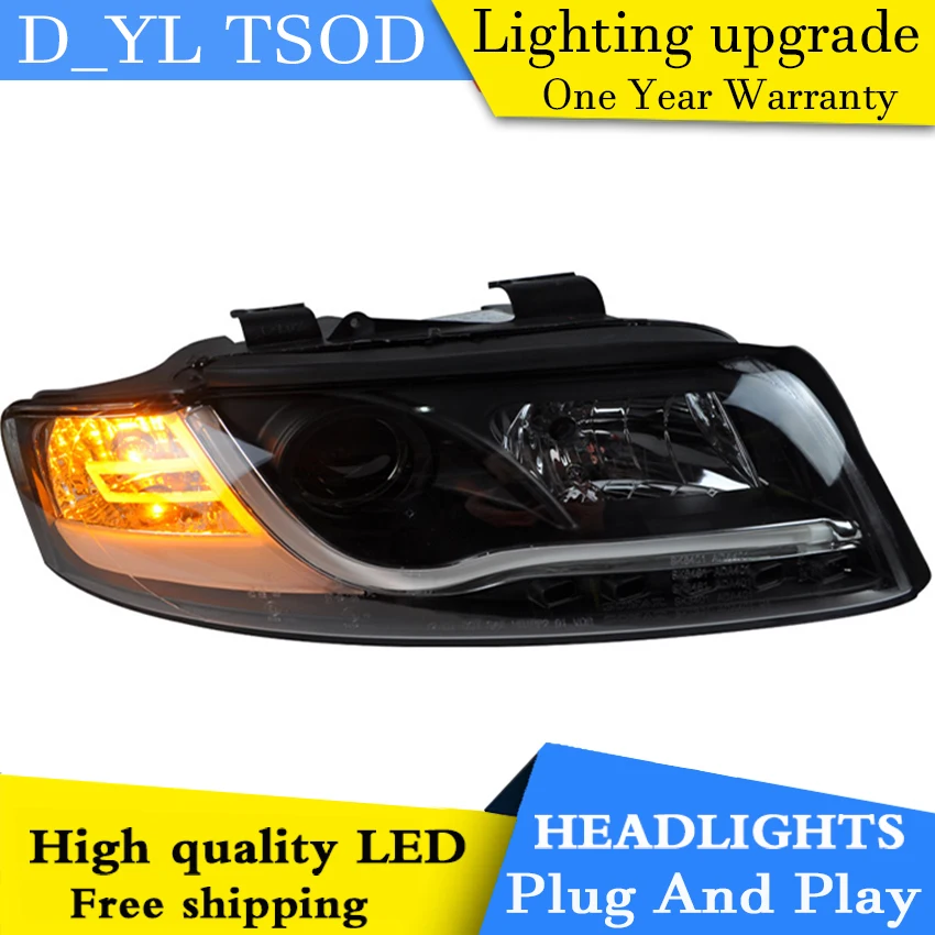 D_YL автомобильный Стайлинг для Audi A4 фары 2003 2004 светодиодный ные DRL линзы с двойным