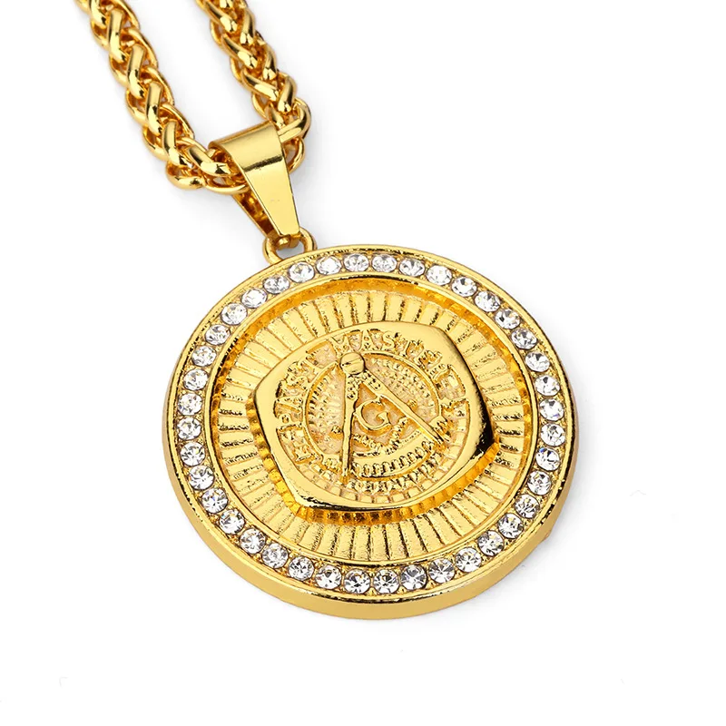 Мужское ожерелье с масонской подвеской в стиле хип-хоп колье из цепочки под