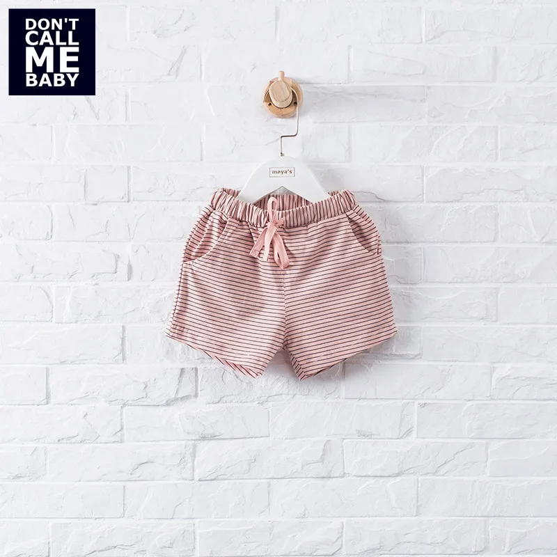 DON`T CALL ME BABY Children Pink Striped Summer Shorts Boys Casual Cotton Soft Shorts Girls Sweet Cute Basic Homewears 90209-01