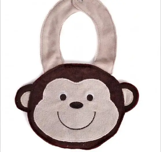 Monkey Новое поступление, детские нагрудники с мультяшными животными для мальчиков и девочек, двухслойные мягкие Слюнявчики из чистого хлопка, Слюнявчики для малышей - Цвет: Monkey