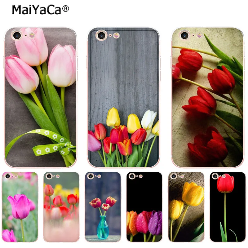 MaiYaCa розовый желтый красный тюльпан цветы Мягкий tpu чехол для телефона iPhone 8 7 6 6S Plus