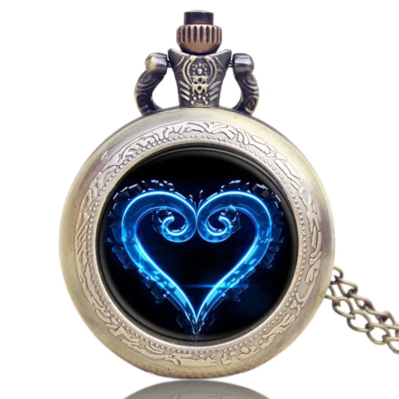 

Small Cute Bronze Pendant Chain Clock Pocket Watch Kingdom Hearts Quartz Pocket Watch Unisex Gifts Relogio Feminino