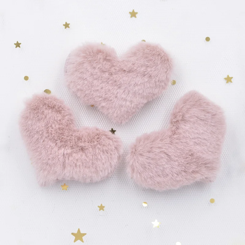 Korean Pink 12 шт. плюшевые патчи кроличья шерсть украшение сердце аппликации для одежды материалы для рукоделия шитье DIY заколки для волос орнамент S76 - Цвет: Korean Pink