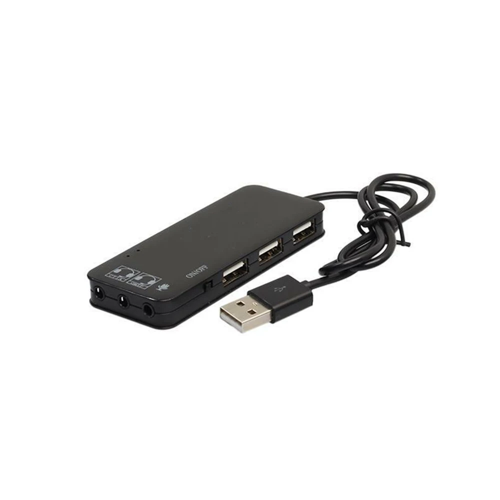 Черный Док-станция USB 2,0 Интерфейс внешний 7.1CH звуковых карт 3-Порты и разъёмы USB 2,0 наушники с микрофоном 7.1CH Звуковой адаптер мульти Порты сплиттер - Цвет: Черный
