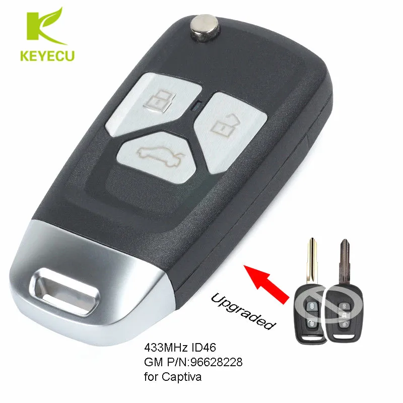 

KEYECU Replacement New Upgraded Flip Remote Key Fob 433MHz ID46 for Chevrolet Captiva 2008 2009 2010 2011 2012 2013