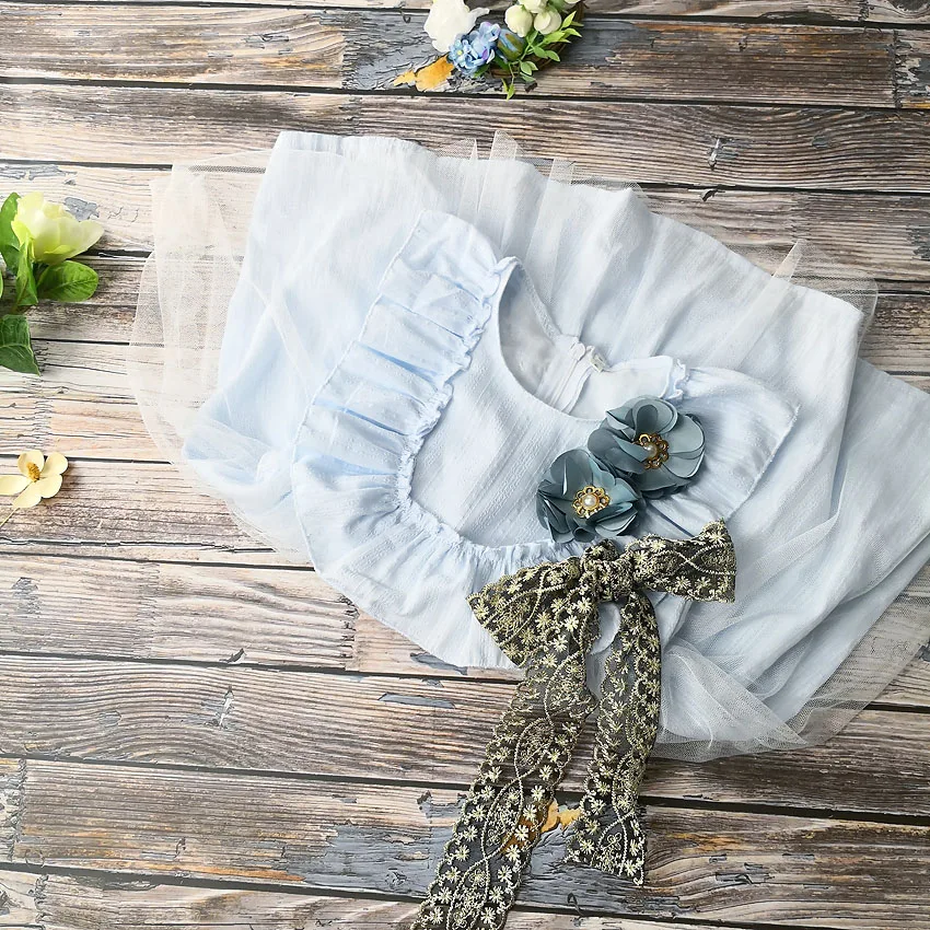 Розничная продажа детское хлопковое платье принцессы с оборками Детские платья