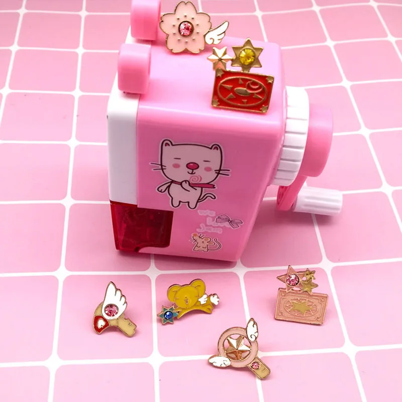 6 шт./лот, аниме, карточка, Captor Sakura, косплей, меч керо, Kinomoto, звездная палочка, ключ, эмаль, на лацкане, значок, брошь, коллекция, подарок для девочки