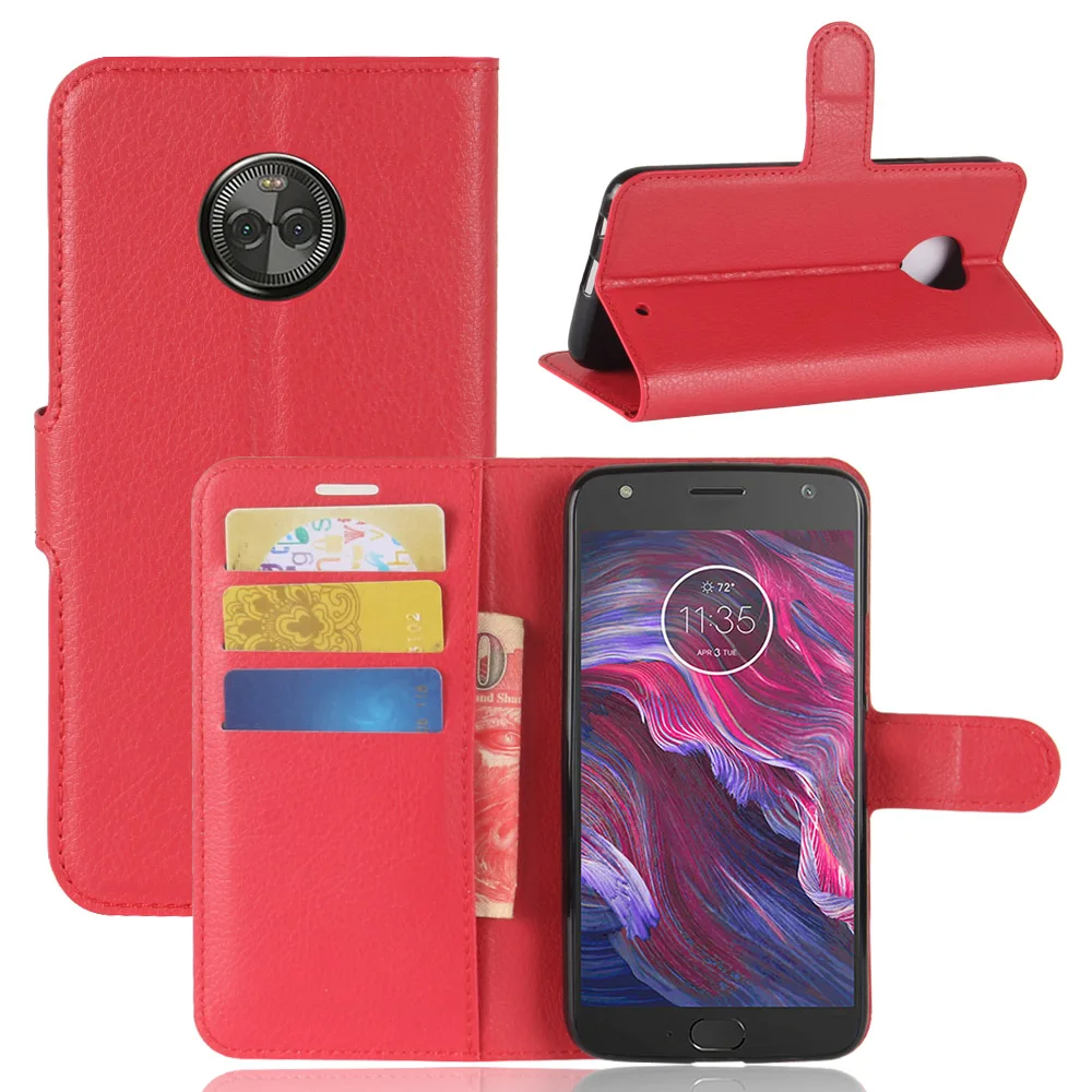 Для MOTO X4 чехол роскошный filp Lychee кожаный бумажник Стенд для телефона Чехол сотовый
