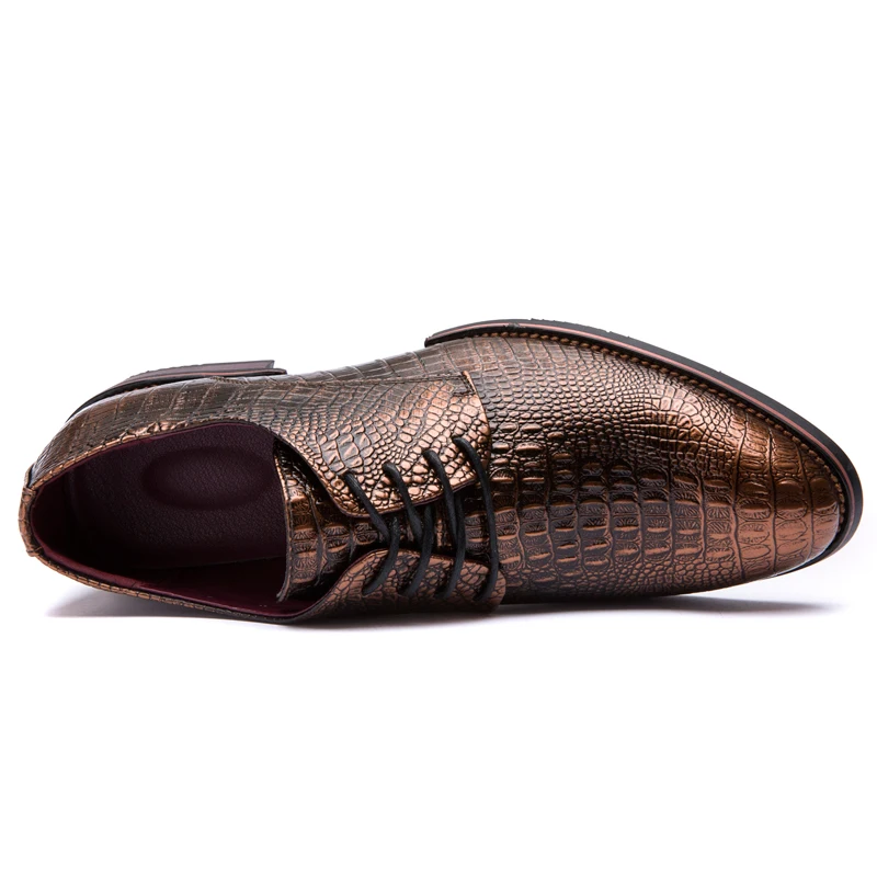 

Vintage Crocodile Leather Shoes Men Oxfords Shoes For Men Shoes Pointed Toe Brand New
