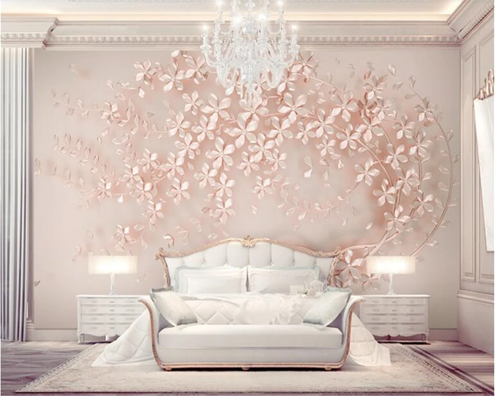 beibehang papel de parede Luxurious and elegant 3D new flowers rose gold TV background wall hudas beauty wallpaper tapiz | Обустройство