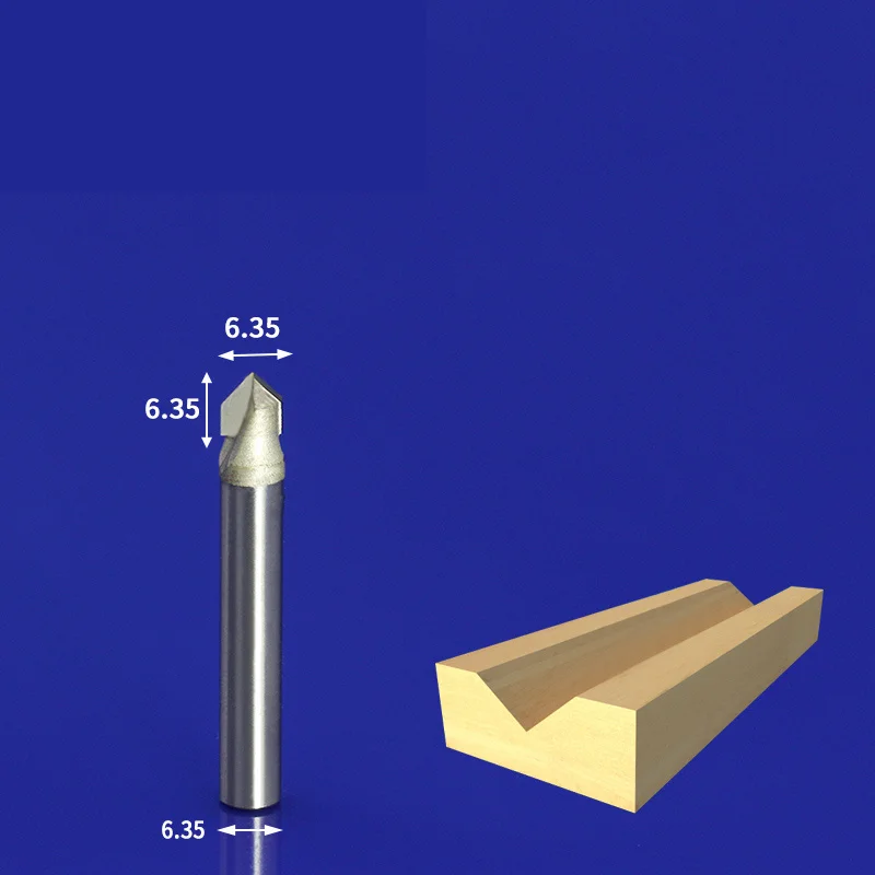 1PCS-Freeshipping CNC карбида вольфрама с покрытием Алюминий нитрид Титан, фреза по дереву, деревообрабатывающие фрезы, дерево, инструмент, 3D dc-двигатель, напряжение 90 градусов гравировка - Длина режущей кромки: 6.35mm x 6.35mm