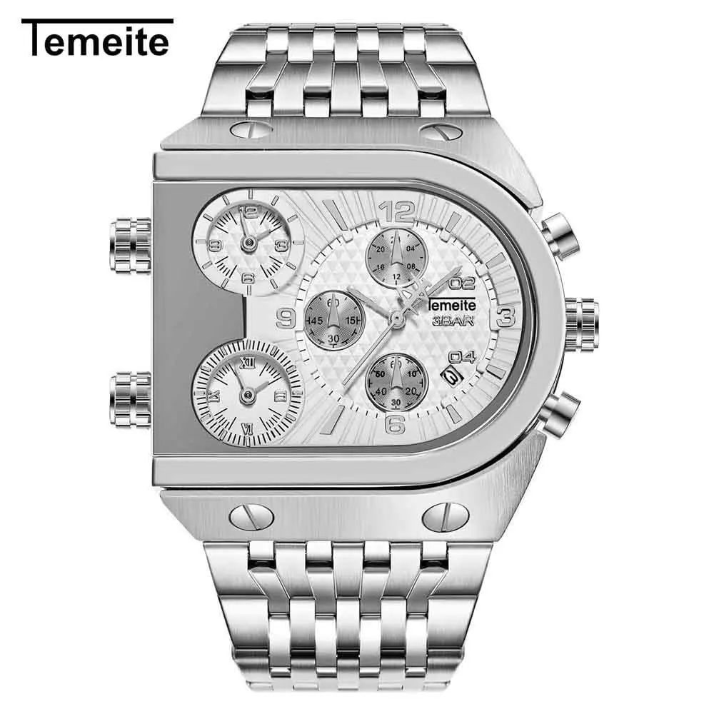 Silver White Temeite Relogio Masculino лучших Роскошные Брендовые мужские часы военные Необычные кварцевые часы Для мужчин аналоговый Для мужчин s Просмотрам золото Dropshiping - Цвет: Silver White