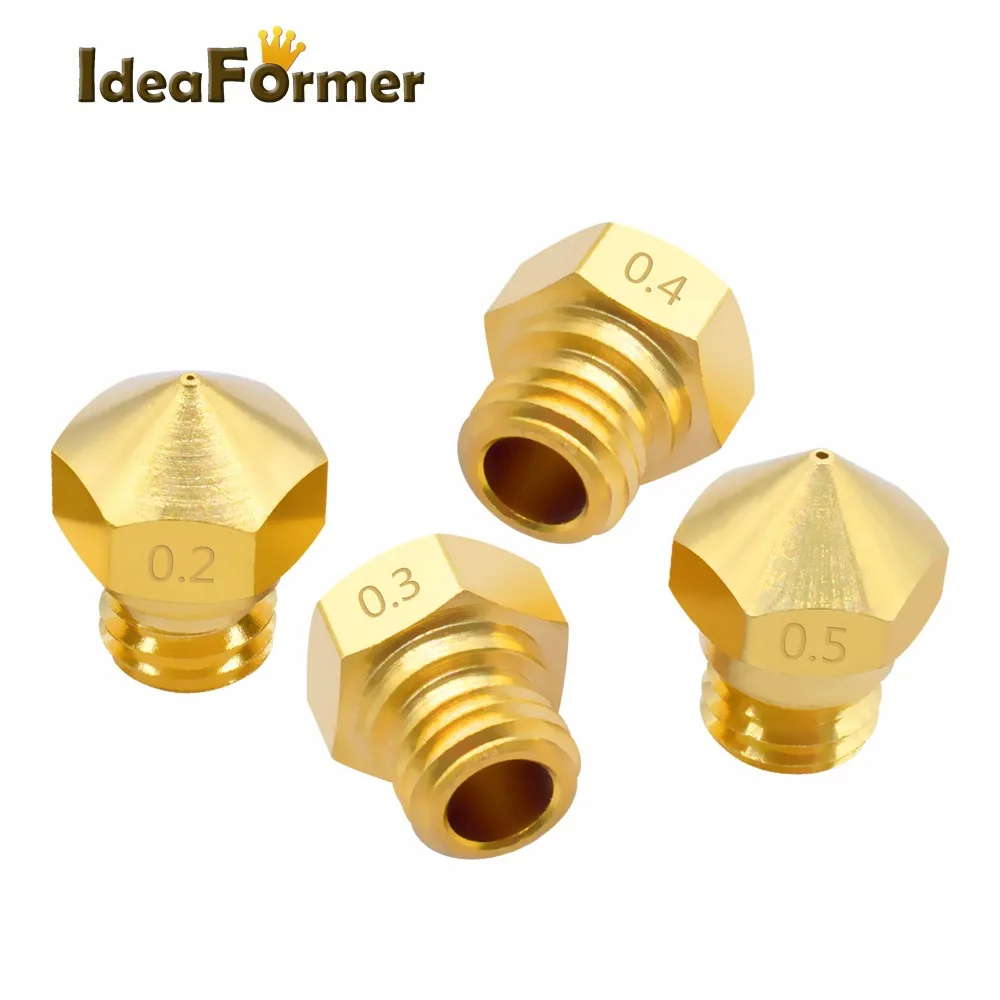 

IdeaFormer 2pcs 3D Printer Reprap MK2 M7 Screw Brass MK10 Nozzle 0.2/0.3/0.4/0.5/0.6/0.8/1.0mm For 1.75mm Filament Hotend MK10