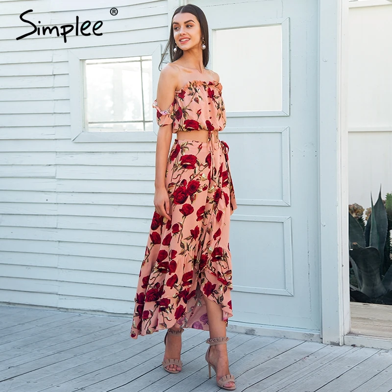 Женское платье Simplee из двух частей с рюшами и открытыми плечами повседневное