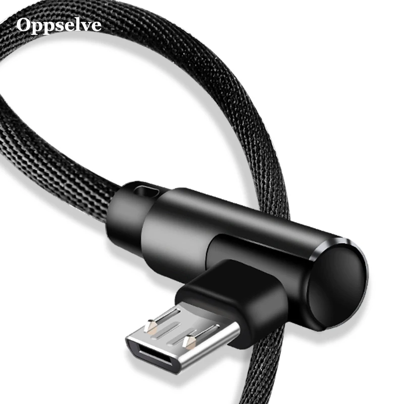 Oppselve кабель Micro USB 90 градусов для быстрой зарядки и передачи данных, Кабель Microusb для samsung A8 A7 A6Xiaomi Redmi Note 5