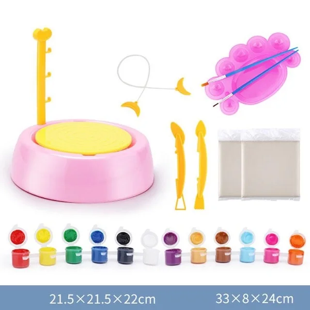 Pink 1 Набор для детей DIY производство глиняной керамики игрушки Мини электрическая машина грязь ручной работы метание креативные детские игрушки новинка хит - Цвет: Pink