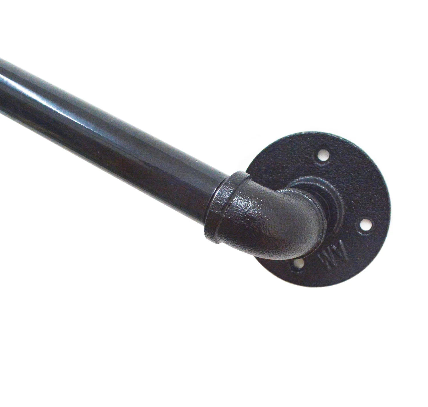 DIYHD 5FT-11FT Stair Black Pipe Handrail With 3 Wall Mount Support