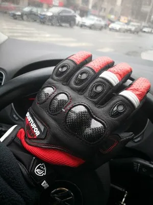 Мужские мотоциклетные кожаные сетчатые защитные перчатки из углеродного