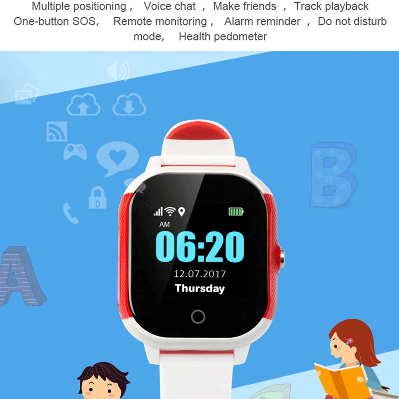 Смарт часы Детские smartband водонепроницаемые IP67 с Wi Fi большим IPS экраном GPS LBS