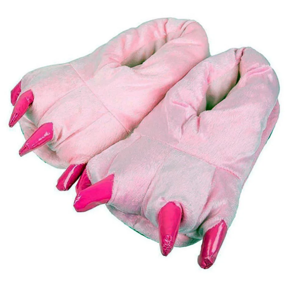 Тапочки унисекс из мягкого кораллового флиса плюшевые тапки с когтями