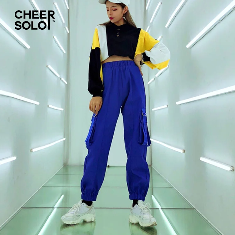 Cheersolo в стиле хип-хоп женские брюки-карго осень спортивные брюки с карманами
