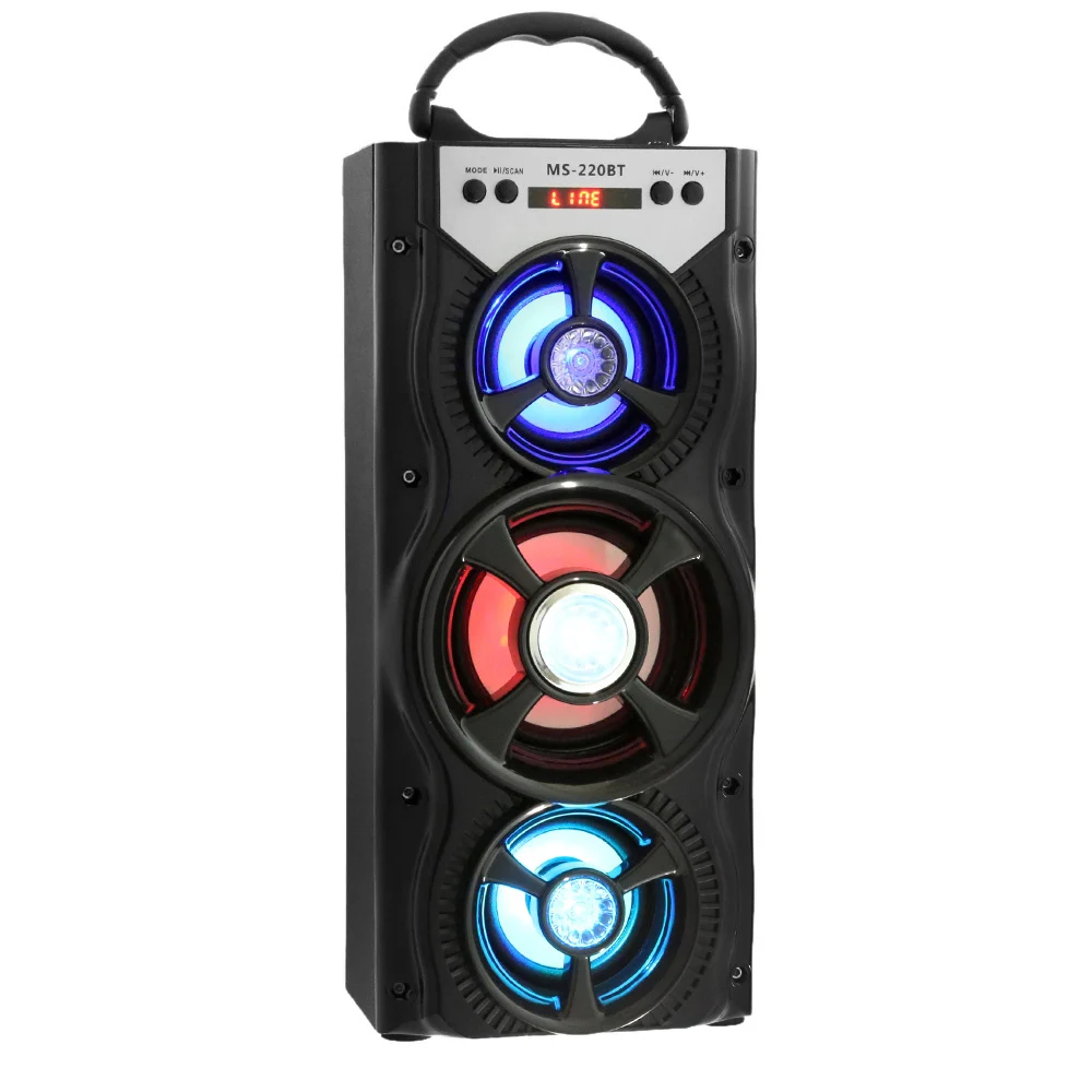 Excelvan MS-220BT Портативный беспроводной Bluetooth динамик 10 Вт FM радио AUX с аккумулятором 800 мАч мощный производительный светодиодный подсветка