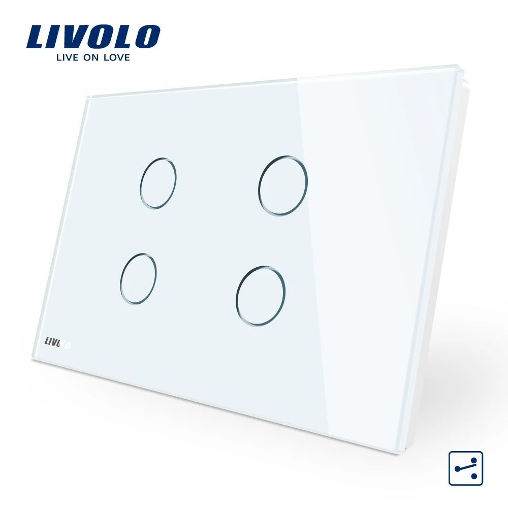 Livolo US/AU стандартный 4 банды 2 способа настенный сенсорный выключатель Хрустальная