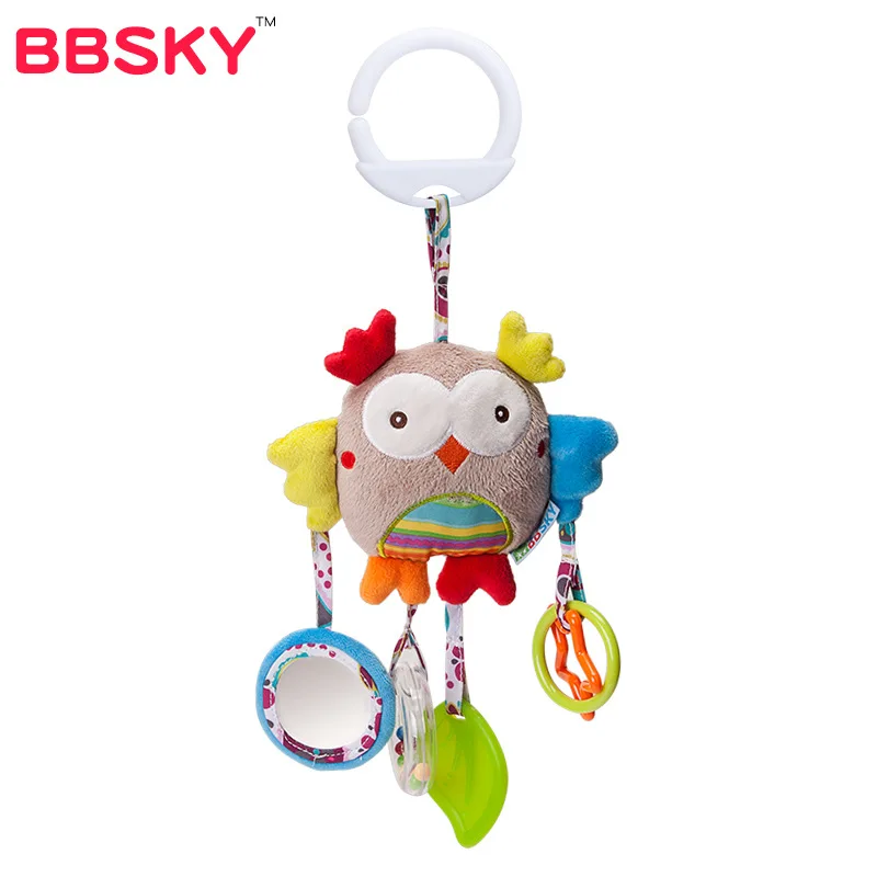 owl Игрушки для ребенка 0 12 24 месяцев мягкие животные новорожденный мальчик девочка Мягкая погремушка эхолот зеркало попугай щенок пчела сова кролик черепаха - Цвет: owl