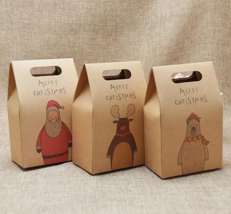 

50PC Santa Claus Deer Festival Favor Paper Candy Box DIY Candy Cookie Gift Boxes Christmas New Year Party Candy Box