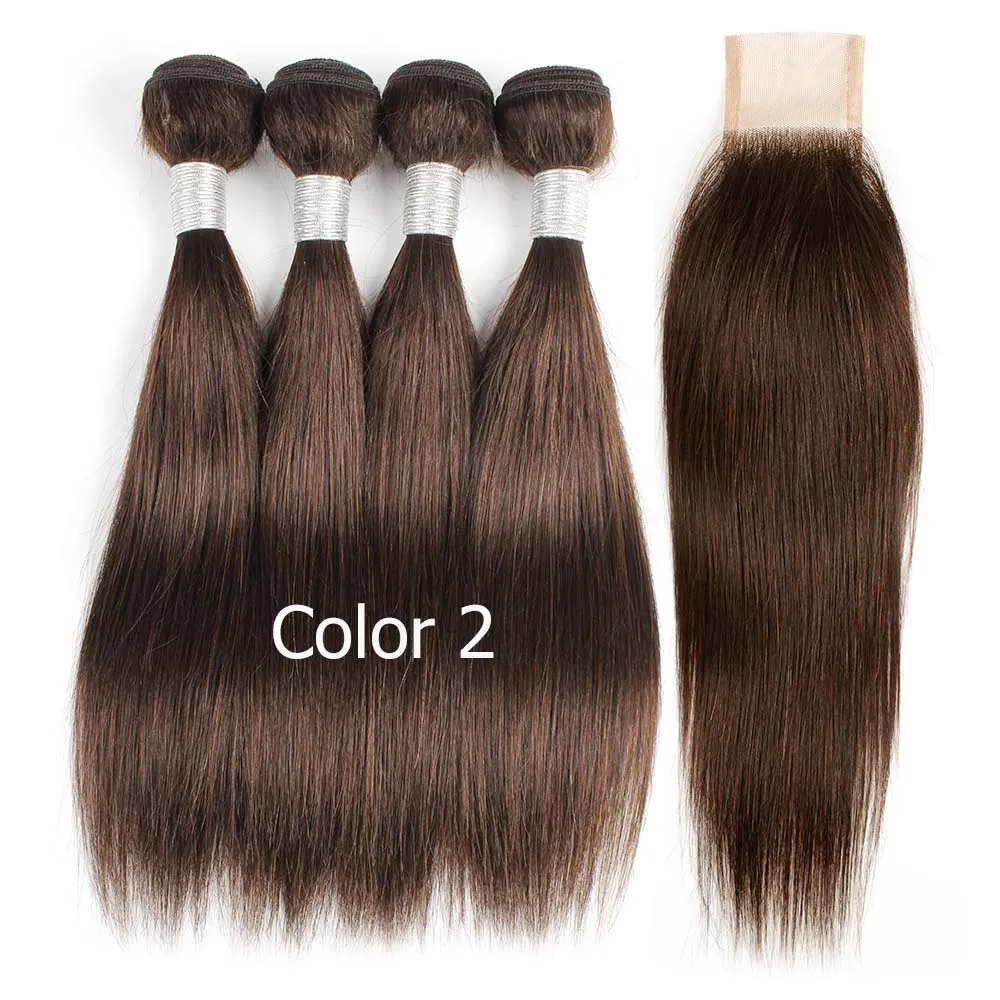 #2 Коллекция BOBBI 4/6 пряди с закрытием 50 г/шт. 2*6 Длинные Кружева Закрытие индийские прямые не Реми человеческие волосы короткие Боб Стиль - Цвет: #2