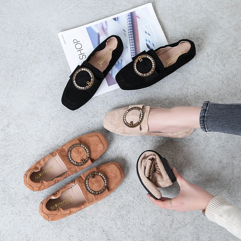 2019 женские Замшевые балетки на плоской подошве офисные Лоферы для беременных без