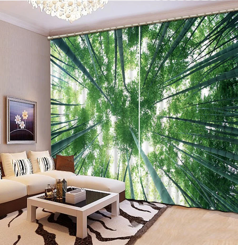 

Photo Curtains Bamboo Green Curtains For Bedroom Shade Kitchen Textile Window Curtains Living Room Home Decorative