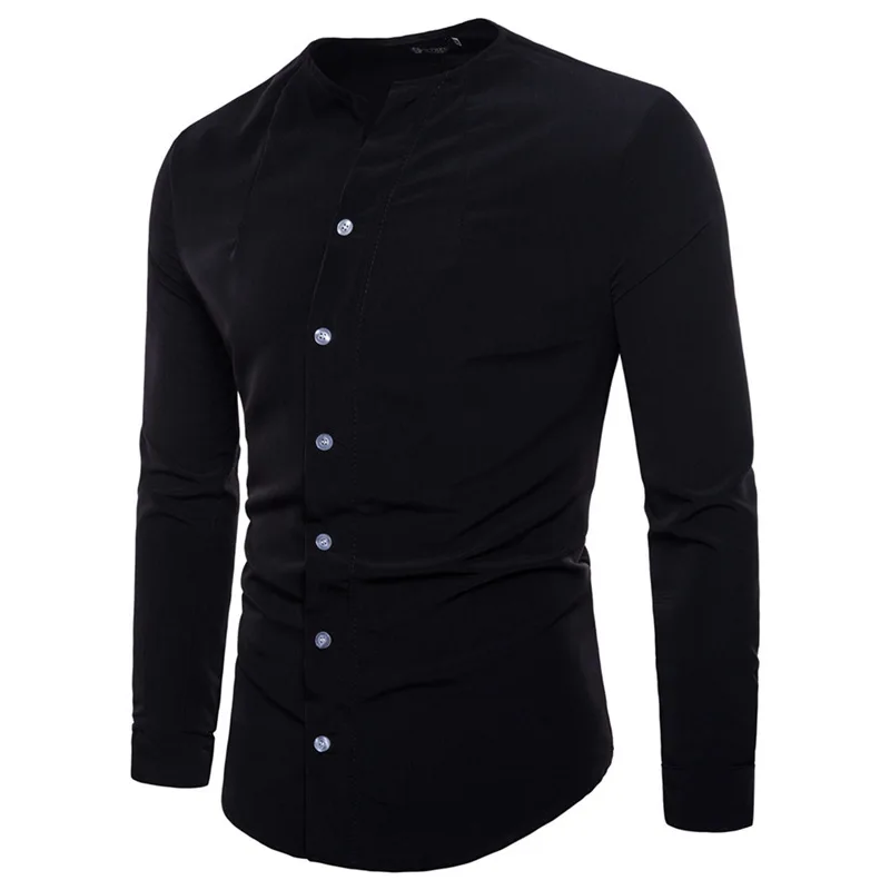 Homme для мужчин hombre camisa slim Clipping косой Placket асимметрия длинный рукав Повседневная