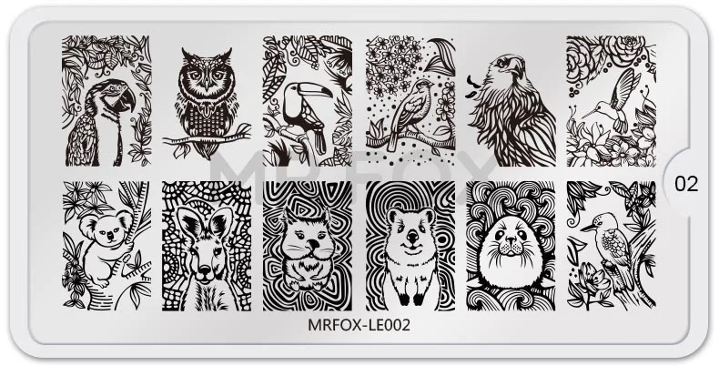 MRFOXLE02 1 шт. штамповочные пластины для ногтей геометрический Тигр Треугольник Дизайн ногтей штамп штамповка шаблон изображения пластины трафаретные Гвозди Инструменты - Цвет: MRFOXLE02
