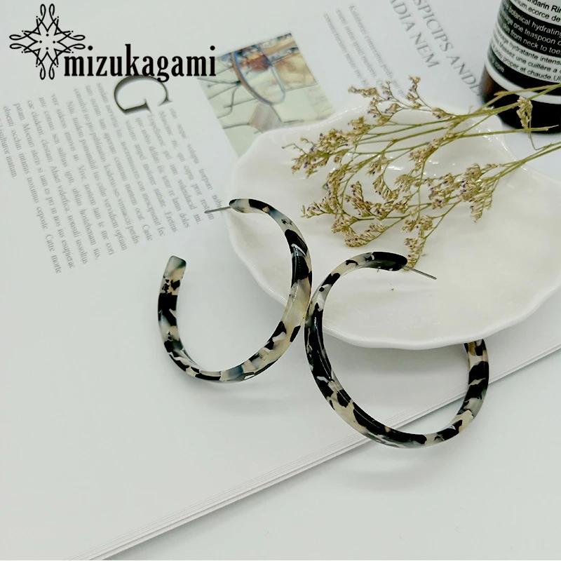 2019 новые богемные ацетатные смолы круглый Леопардовый принт черные серьги