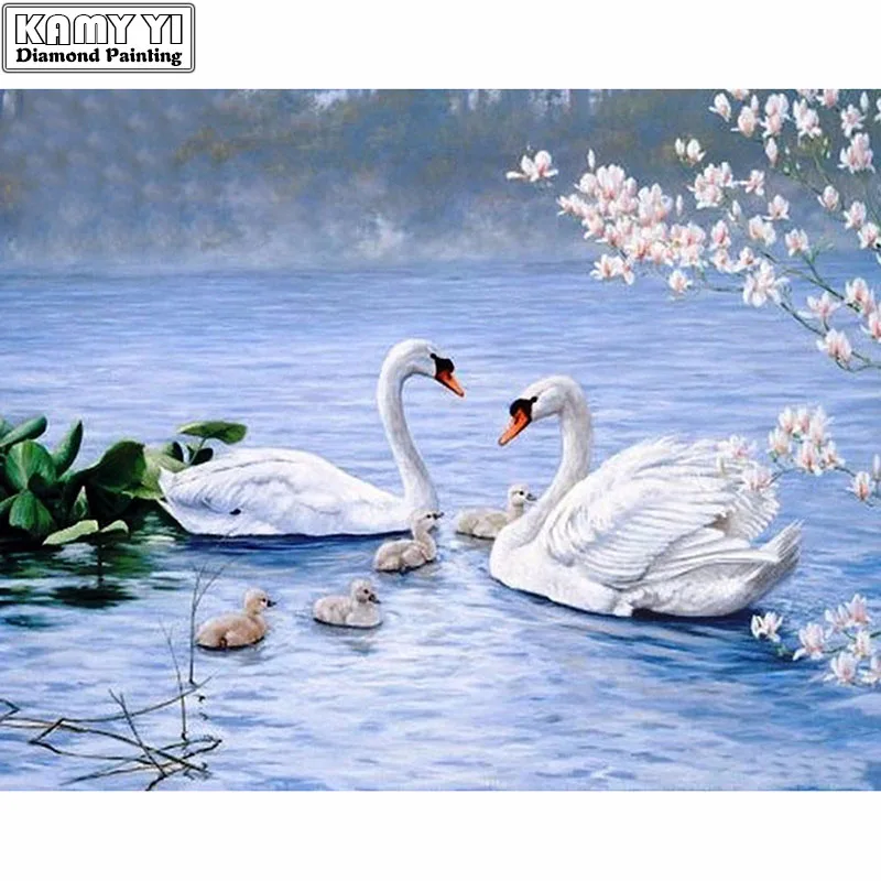 

5D DIY Diamond Painting Cross-stitch Swan Crystal Needlework Full Diamond Embroidery Paintings By Numbers On Canvas Decoration F