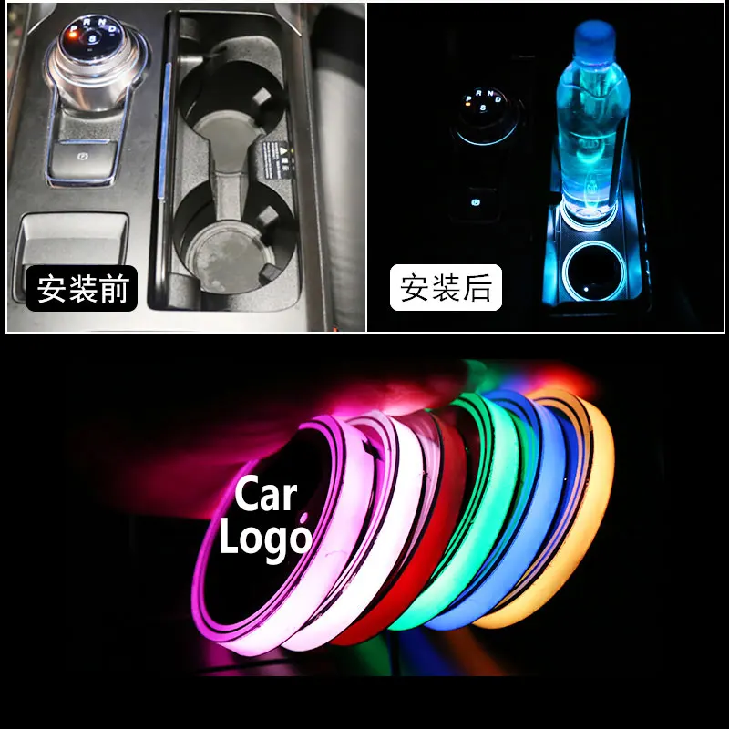 2X Car Logo Light LED Cup Drink Holder Stickers For Maserati Ghibli Quattroporte Granturismo Spoiler Levante Accessories | Автомобили и