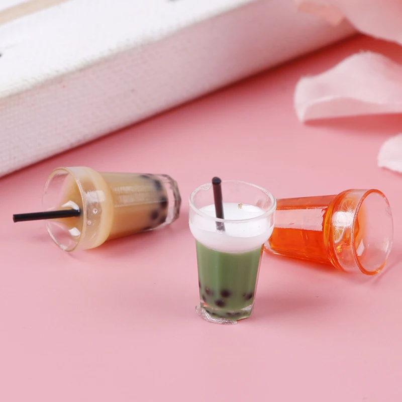 

1/2/3pcs Dollhouse Miniature Accessories Fruit Tea Milk tea Cup lemon drink Simulation Miniature Drinks Model Toy Doll Home Deco