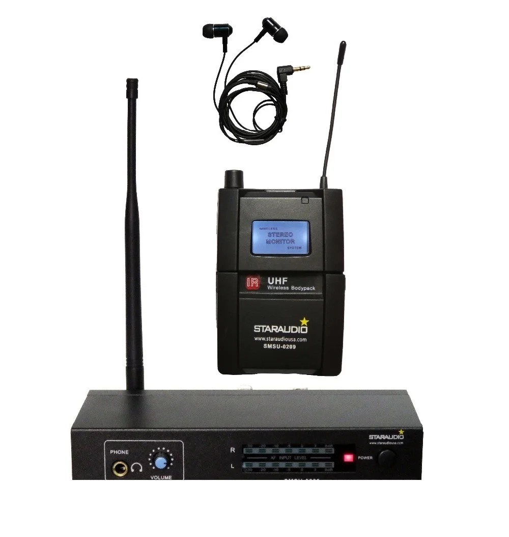 1CH UHF Беспроводной телефон микрофон наушники стерео мониторные конденсаторный