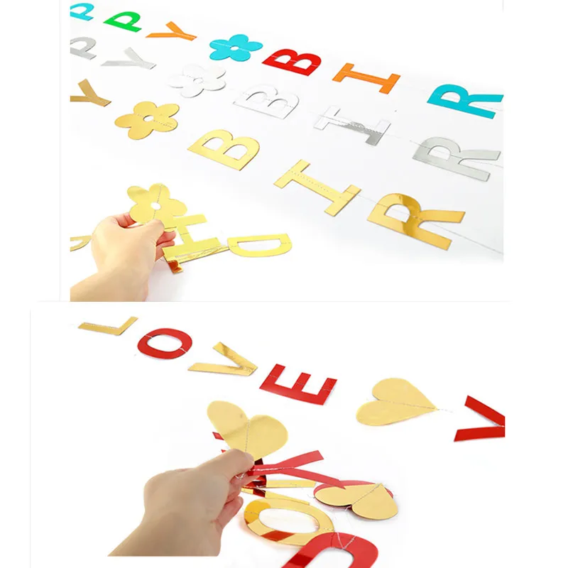 Золотистые серебристые яркие бумажные искусственные гирлянды свадебные