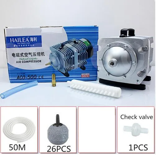 ACO-500 A SET HAILEA ACO-500 500 Вт электромагнитный воздушный компрессор с несколькими выходами, аэратор для рыбного пруда, аквариумная воздушная машина. Большая подача газа - Цвет: ACO-500 A SET