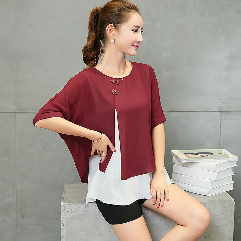 Новая мода 2019 летние свободные повседневные женские шифоновые блузки рубашки с