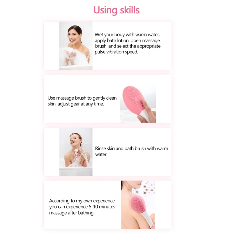 Длинная ручка звуковая электрическая щетка для ванной волна перезаряжаемая